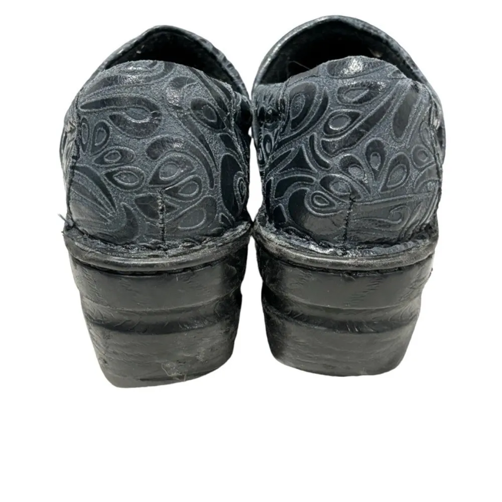BOC Peggy Black gray Tooled Embossed Leather Clog size 7 - Image 3