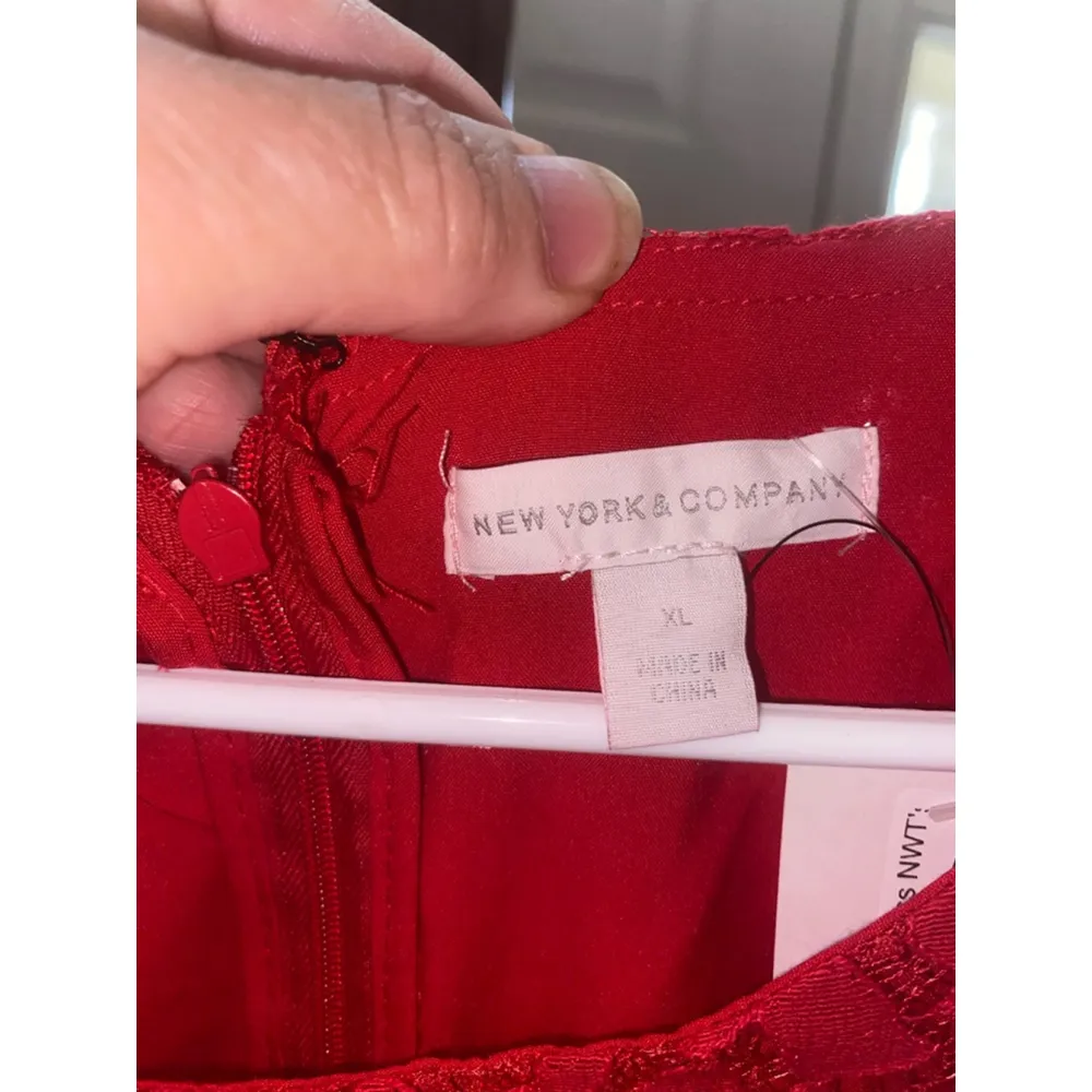 Women's New York & Company Dress XL Red Bell Sl - Image 2
