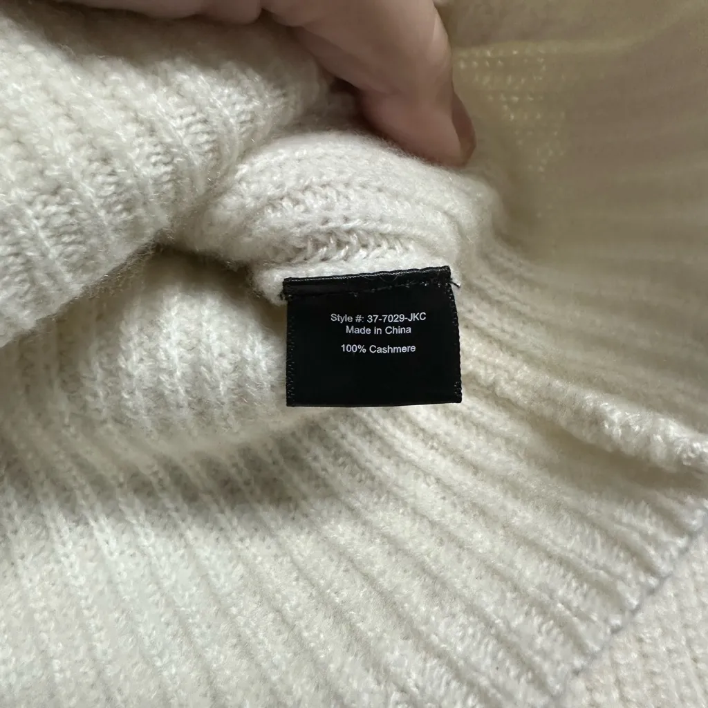 Jenni Kayne Cashmere Fisherman Sweater Ivory XS White - Image 3