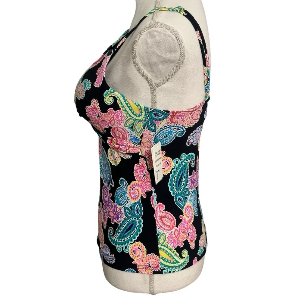 Leilani Boutique Poolside Paisley Gemini Tankini Swim Top with Padded Bra NWT Black Size 6 - Image 5