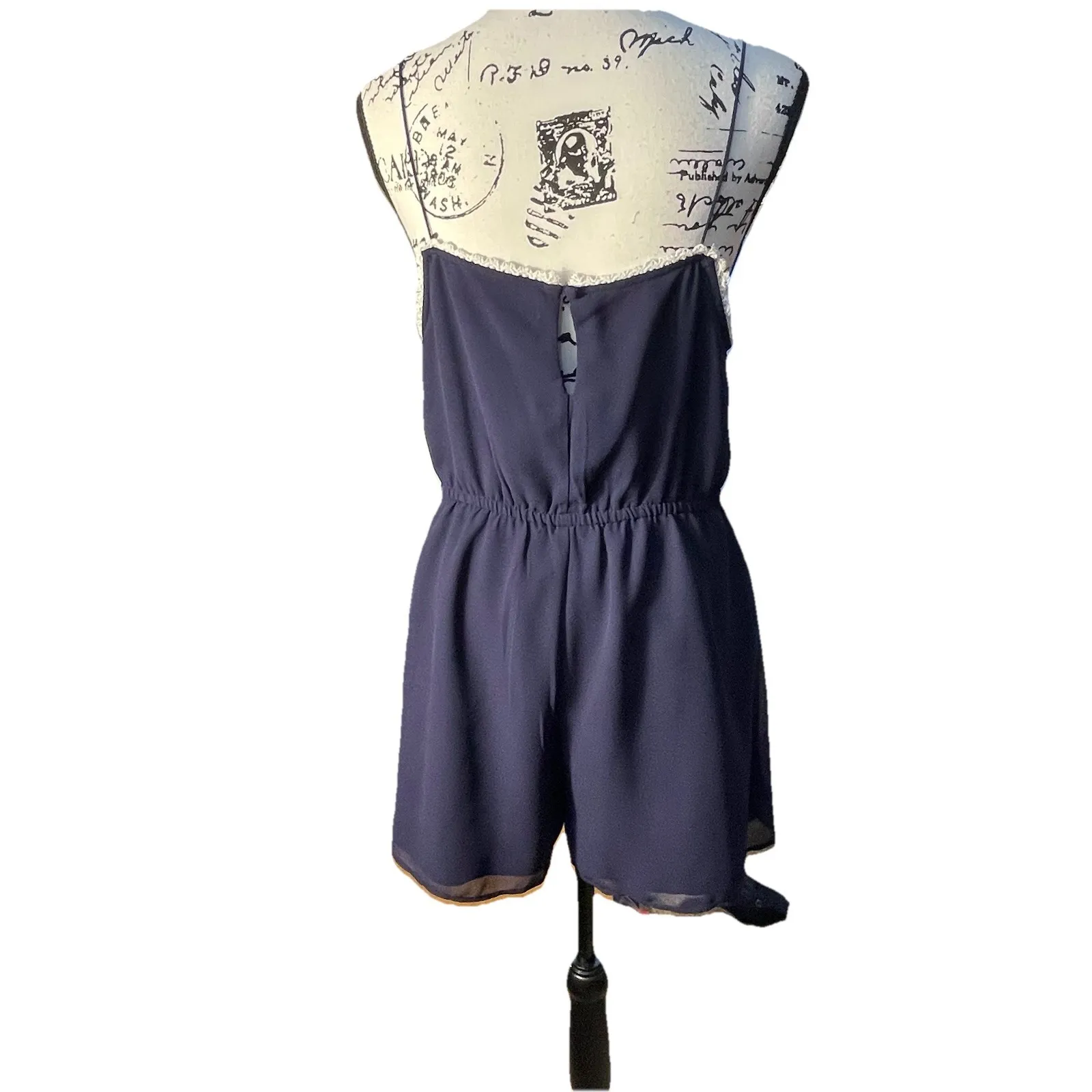 Miss Selfridge Navy Embroidered Romper‎ Petite Women's Size 10 Boho Festival - Image 6