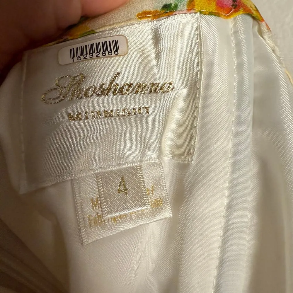 Shoshanna Remy White Orange Floral Print Strapless Sweetheart Maxi Dress Size 4 - Image 15