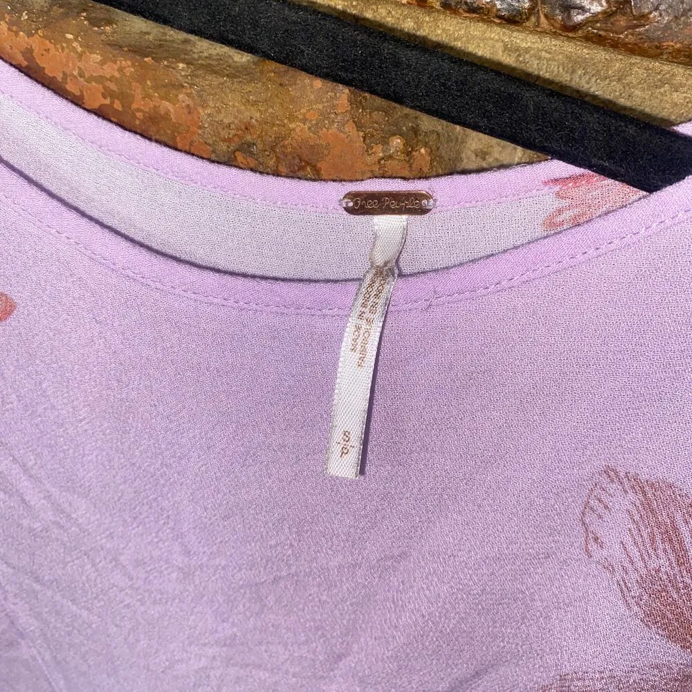 Free People Lavender Lilac Purple Floral Clear Skies Tunic Mini Dress Size Small - Image 8