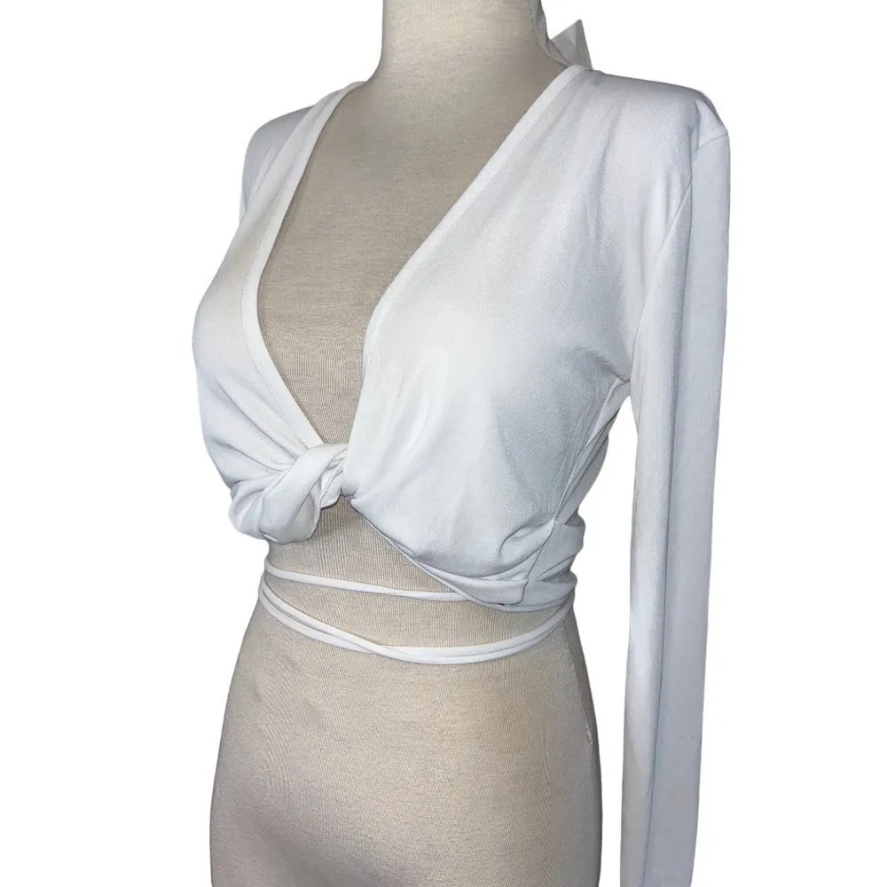 The Andamane Judy Wrap Top in White 42 6 8 Mew Womens Long Sleeve Blouse Size undefined - Image 5