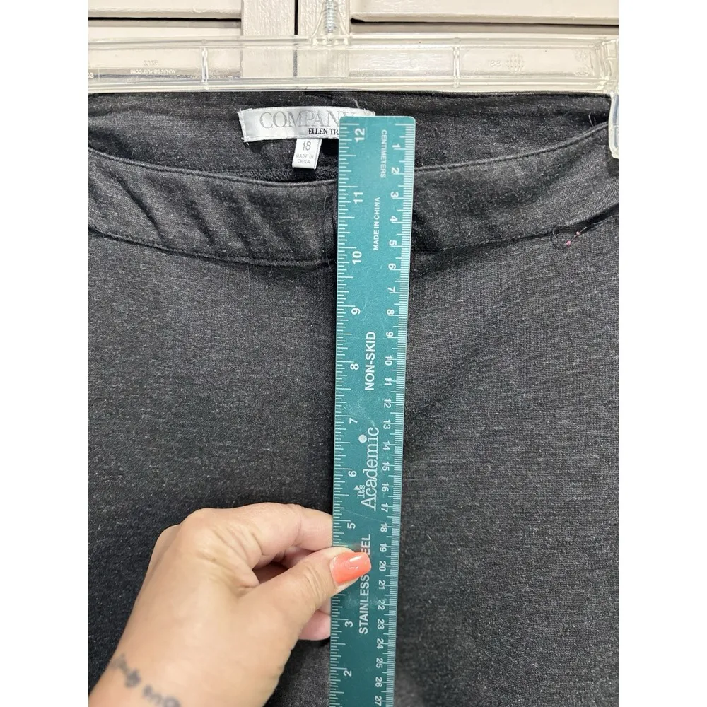 Ellen‎ Tracy Co Dark Gray Straight Leg Pants High Rise Zip Pockets Crop Size 18 - Image 2