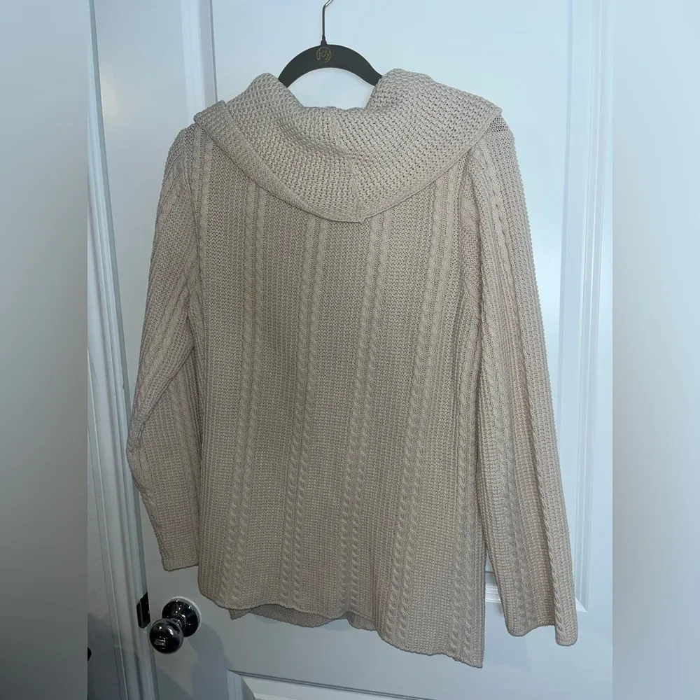 Jeanne Pierre Woman's 100% Cotton Ivory Cowl Neck Cable Knit Sweater - Size 1X - Image 10