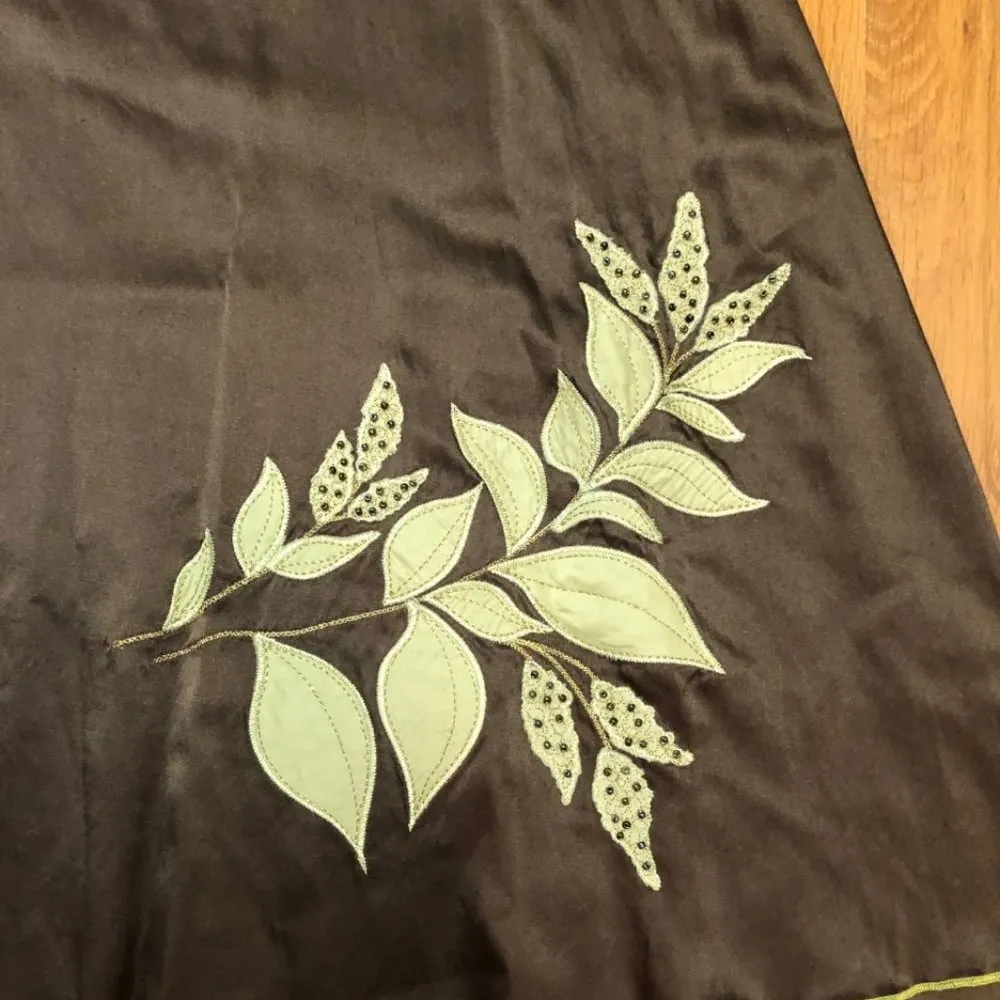 Liz Claiborne SKIRT brown w/green flowers - size 10 - Image 3