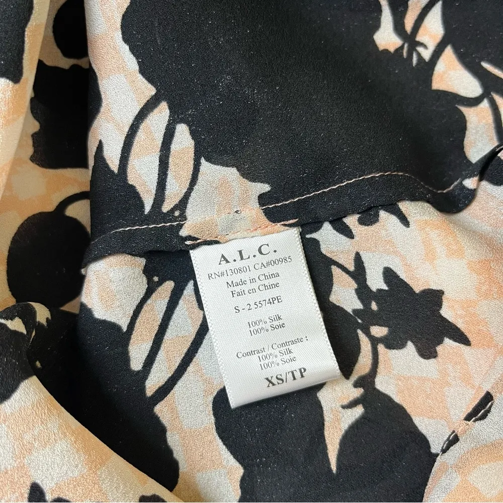 ALC Checkered Silk Floral Blouse - Image 8