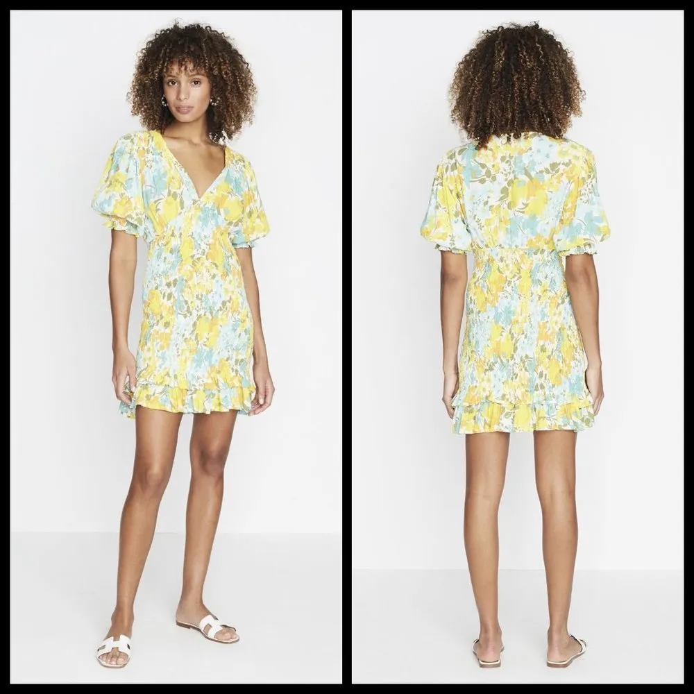 💕FAITHFULL THE BRAND💕 Margherita Shirred Crepe Mini Dress Annina Floral 10 NWT - Image 10