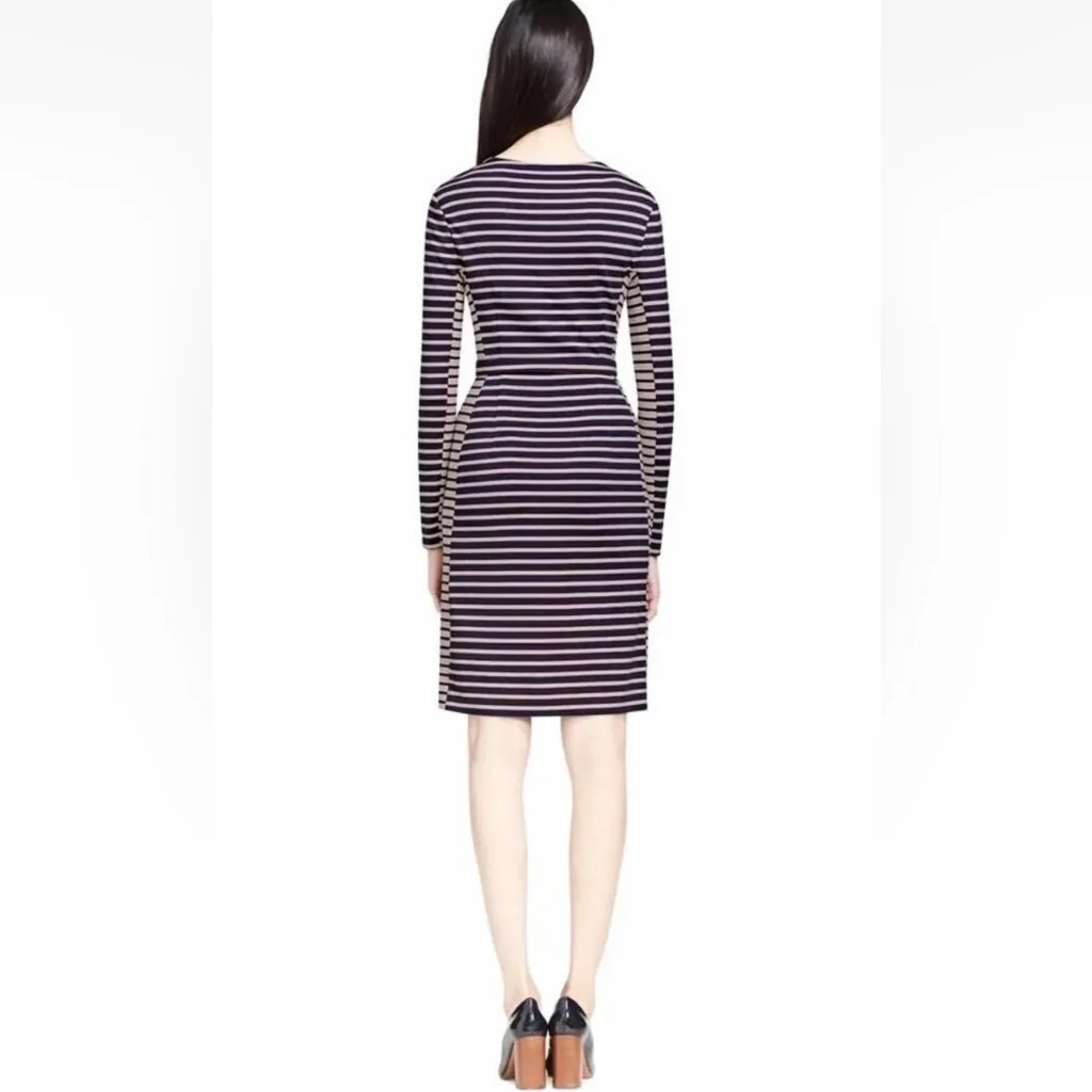 Tory Burch Callan Striped Long Sleeve Stretch Dress Navy Women’s XL - Image 2