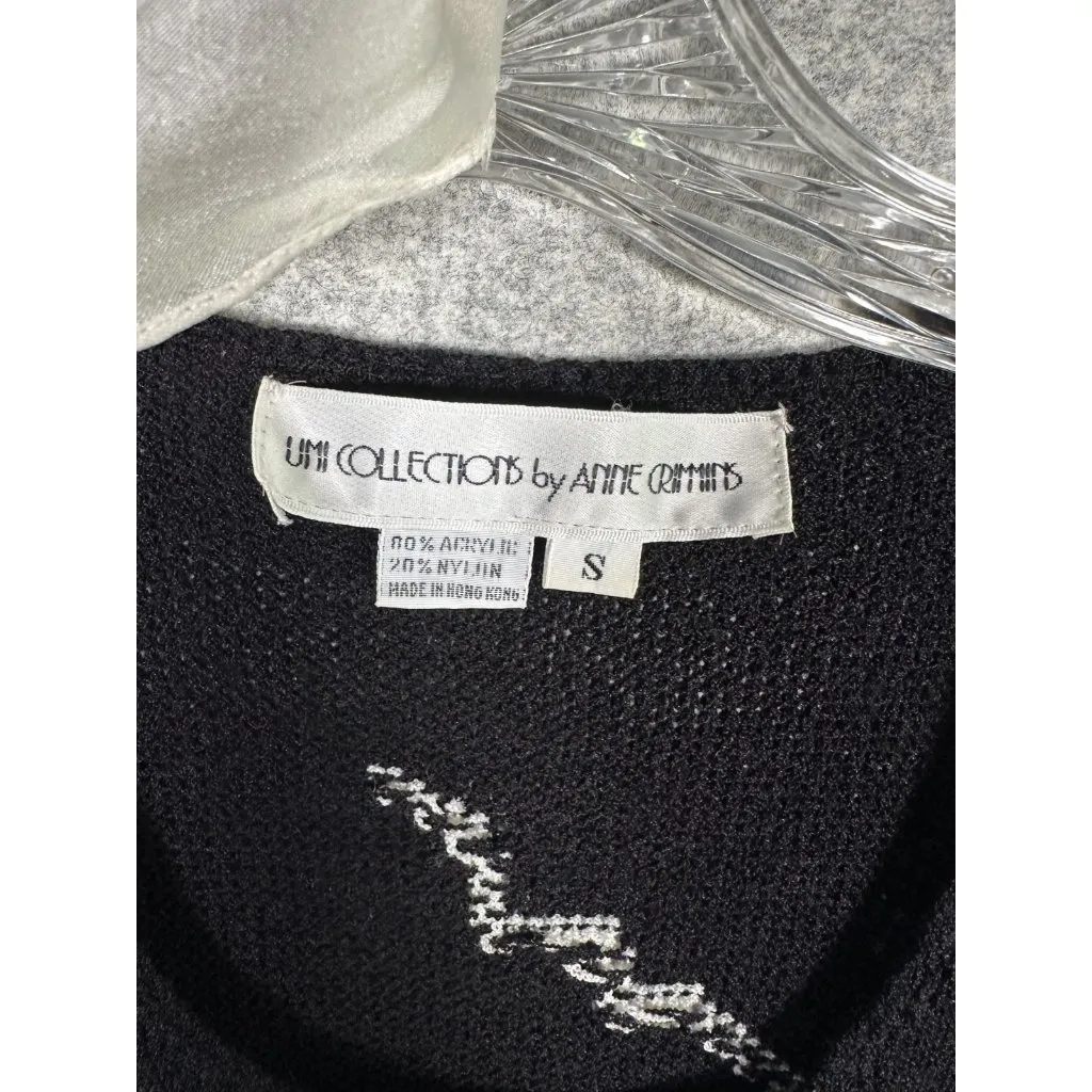 Vintage Anne Crimmins Umi Collections 3 Piece Skirt Sweater Scarf Small 6 Silk Black - Image 4