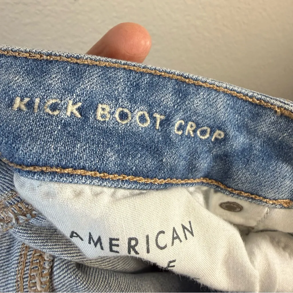 American Eagle Outfitters Kick boot Light Blue Cropped Jeans SZ:6S - Image 6