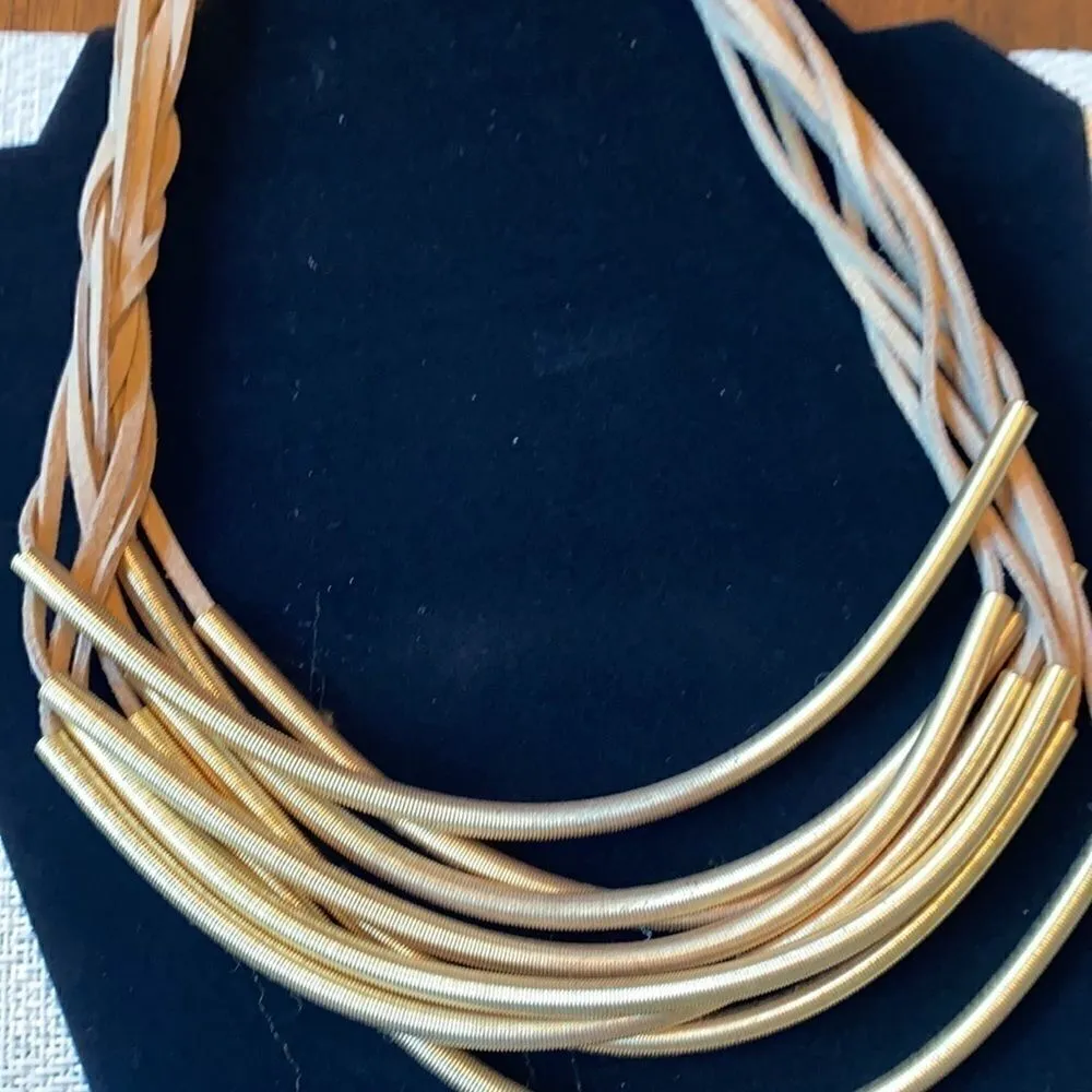 💕Vintage leather in spring layered necklace Brown - Image 2