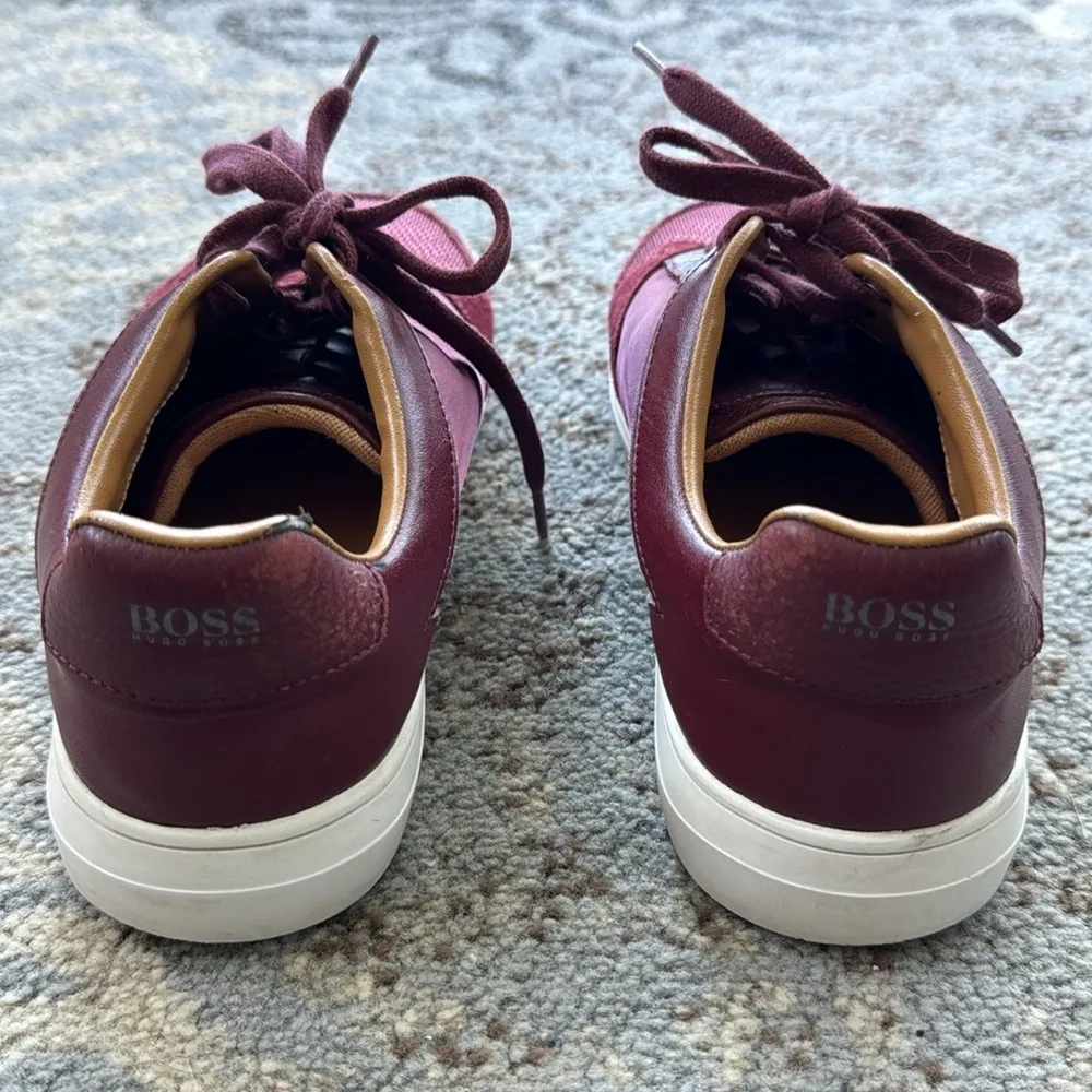 Hugo Boss Women’s Cosmo Lace Up Tennis Classic Sneakers Maroon 40 - Image 5