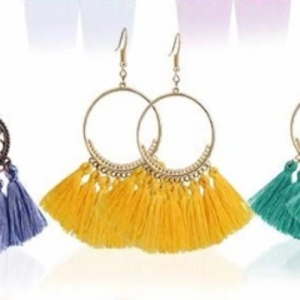 FREE W/ BUNDLE Gold and Yellow Tassel Hoops - Image 2