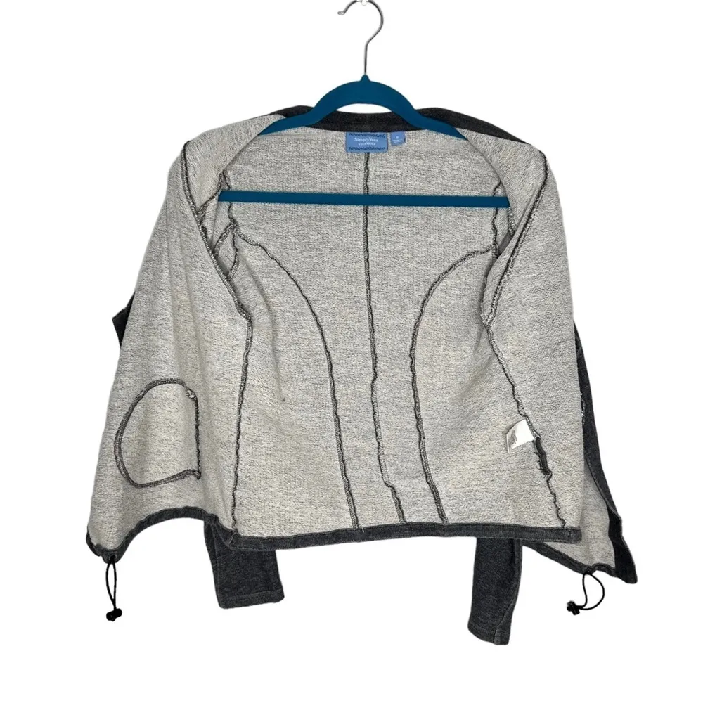 Simply Vera Wang Gray Open Front Sweatshirt Drawstring Cardigan - Image 7