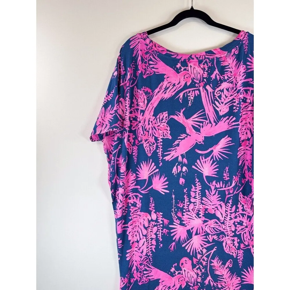 Lilly Pulitzer Women Dress Pink Lowe Mini Dolman Sleeve Floral Sheath Boho Large - Image 8