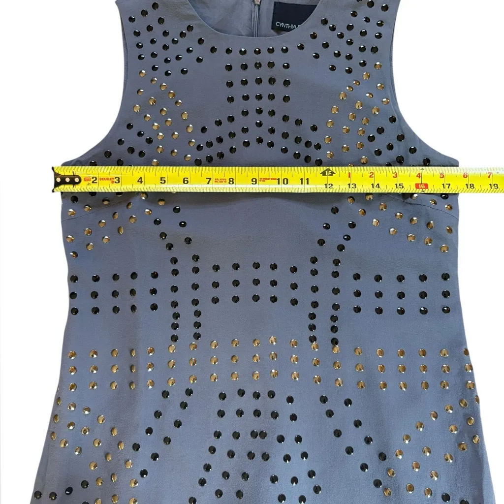 Cynthia Rowley Silk Studded Mini Dress Slate Blue Gray Womens Size 8 - Image 11