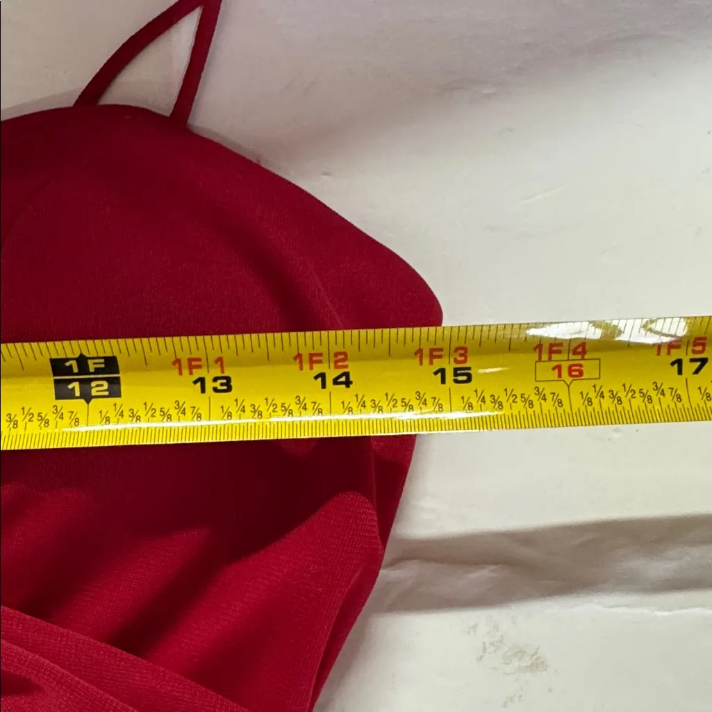 Xscape Red Dress formal jeweled slit 2 ruched evening holiday event retro dance - Image 14