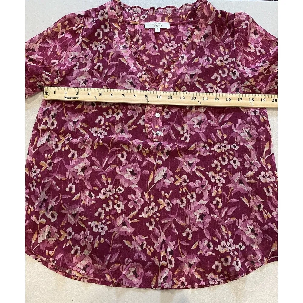 NEW Beacon Apparel Top Womens Medium Pink Flutter Short Sleeve Stitch Fix Work - Image 5