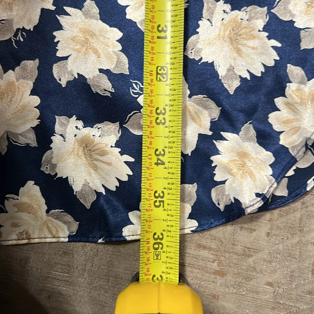 Barbizon Vintage Night Gown Blue Floral Lace Size L - Image 5