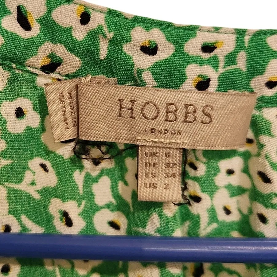 Hobbs Green Floral Sleeveless Pleated Button Front Blouse Casual Top Size 2 - Image 8