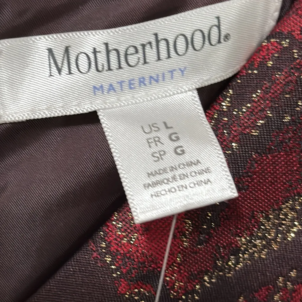 Motherhood Maternity NWT floral shimmer dress woman pregnant size Large Red - Image 5
