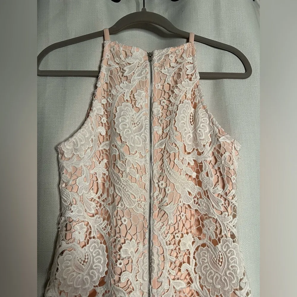 Mustard Seed White and Blush Pink Lace Halter Dress Medium - Image 6