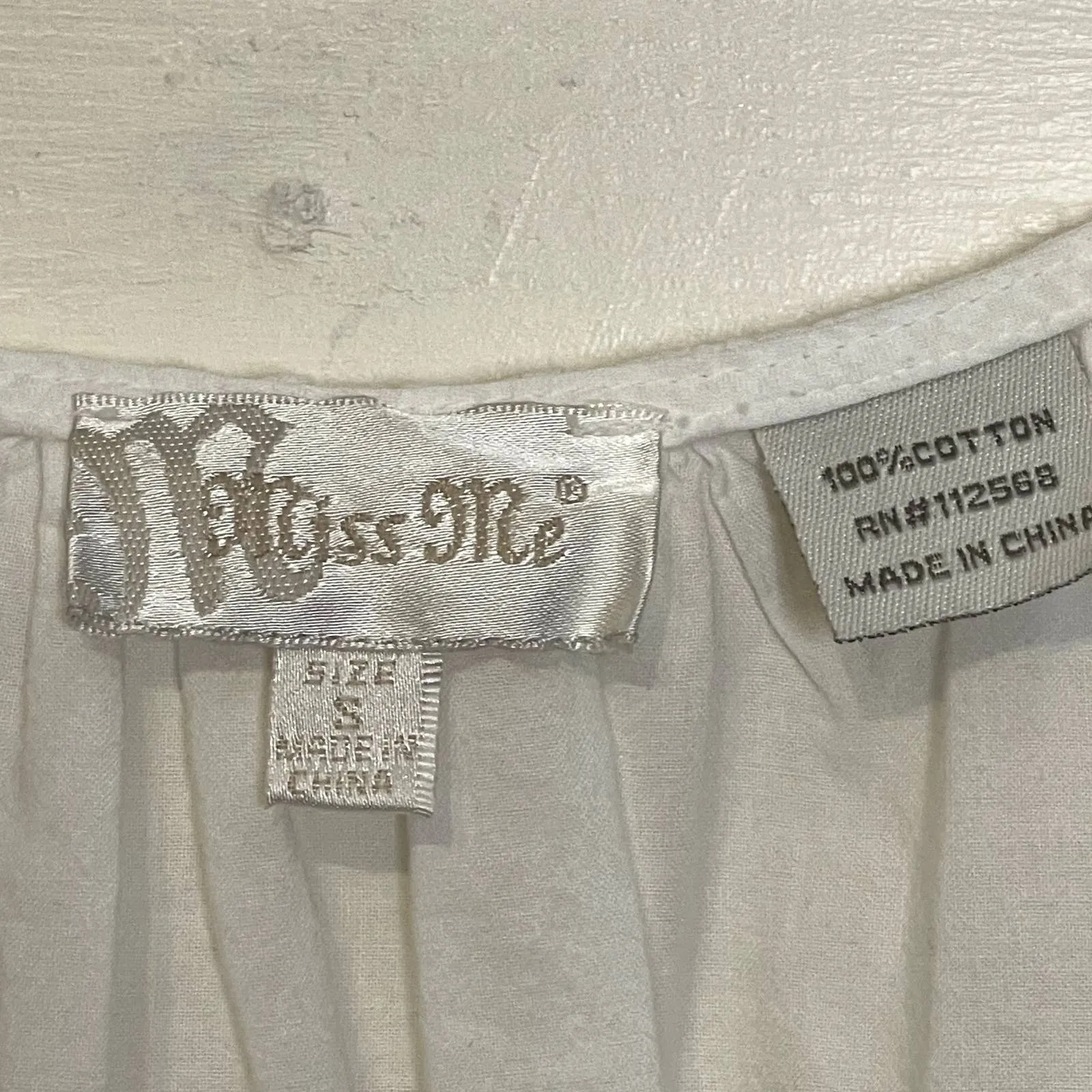 Miss Me Top Size Small White With Lace 100% Cotton Womens‎ Blouse Shirt - Image 6