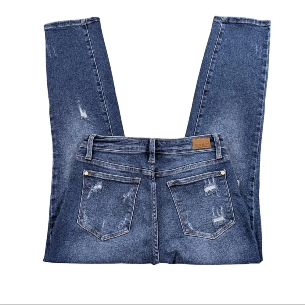 Distressed High Rise Straight Rainbow Stitch GUC Size 5/27 J1298 - Image 3