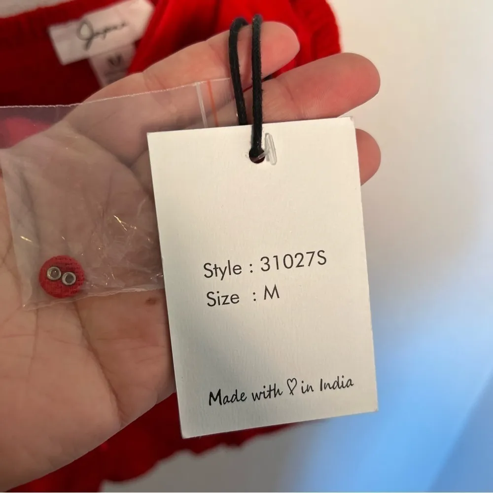 Japna Red Tank Top Faux Button Tie Front - Image 10