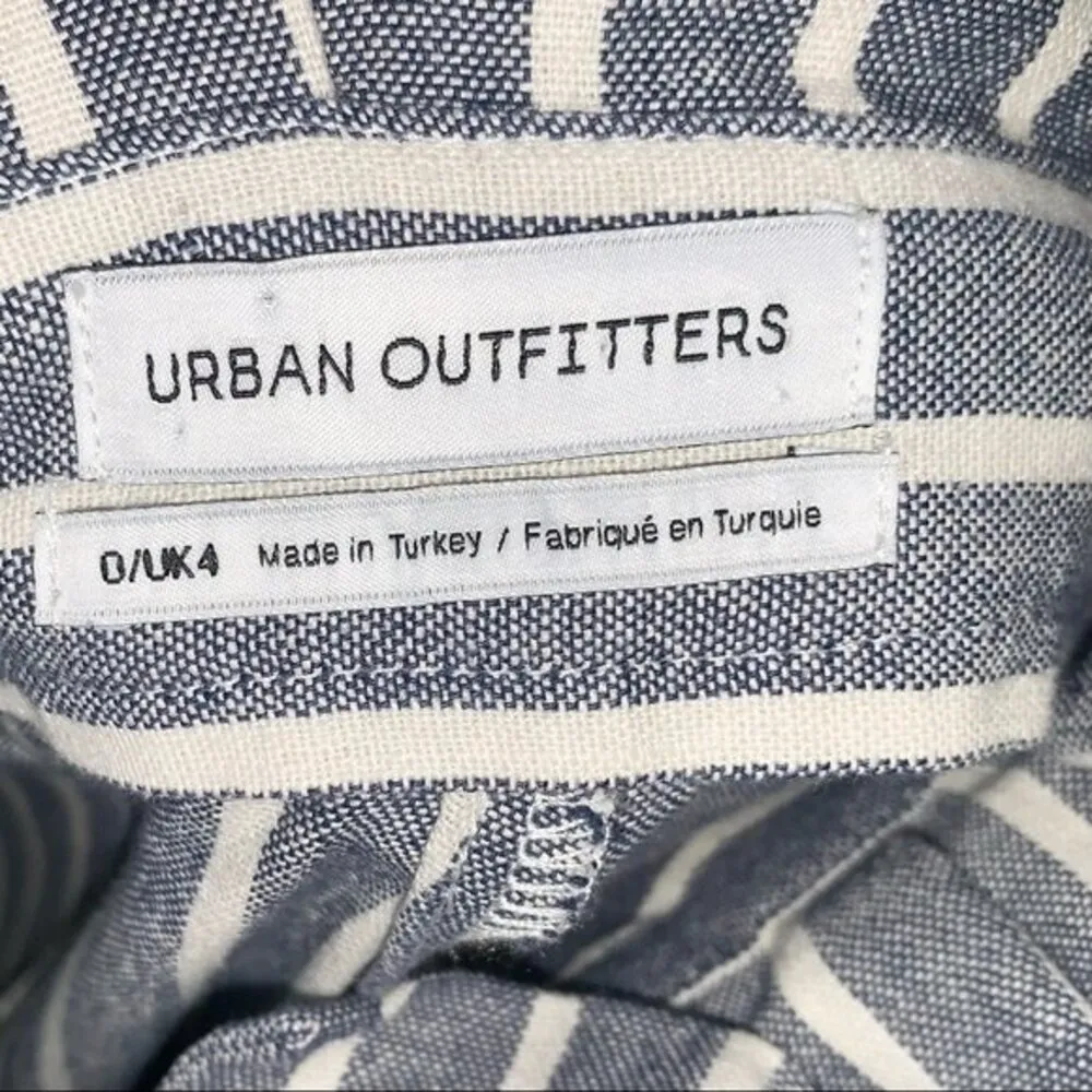 Urban Outfitters Gianna Striped High-Rise Paperbag Linen Blend White/Blue Pants - Image 10
