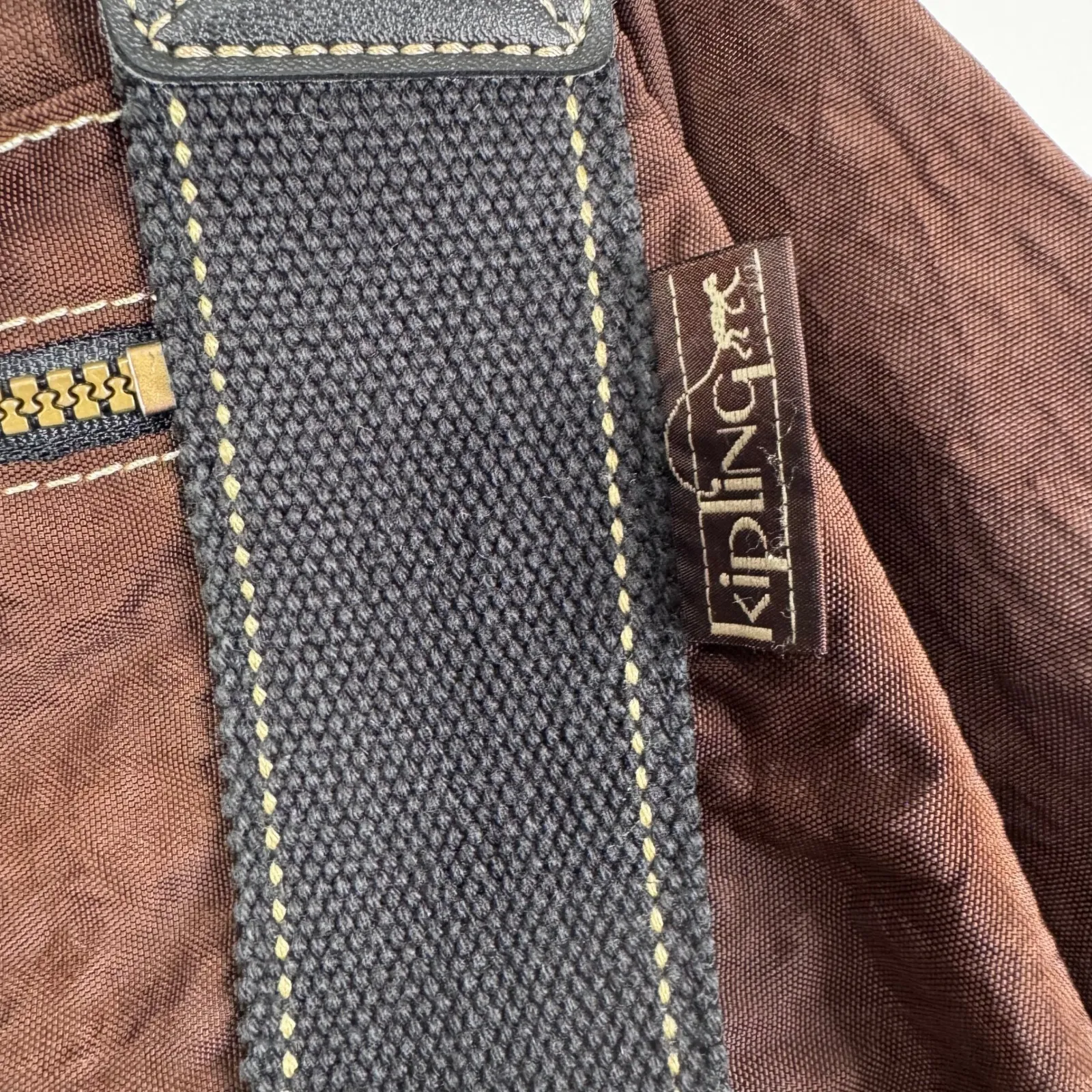 Vintage Y2K Kipling Brown Nylon Weekender Duffle Bag With Adjustable Strap - Image 12