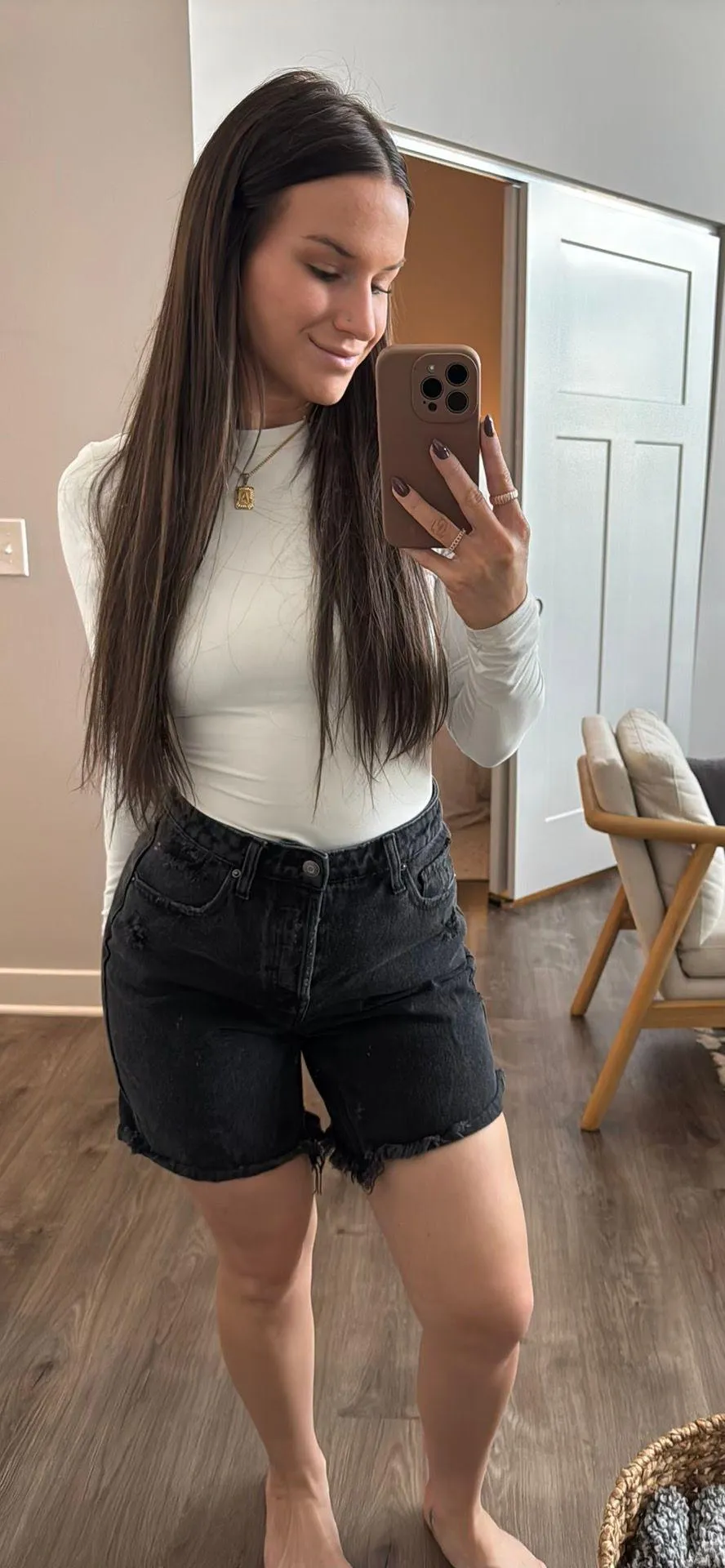 Black Jean Shorts Size 6 - Image 2