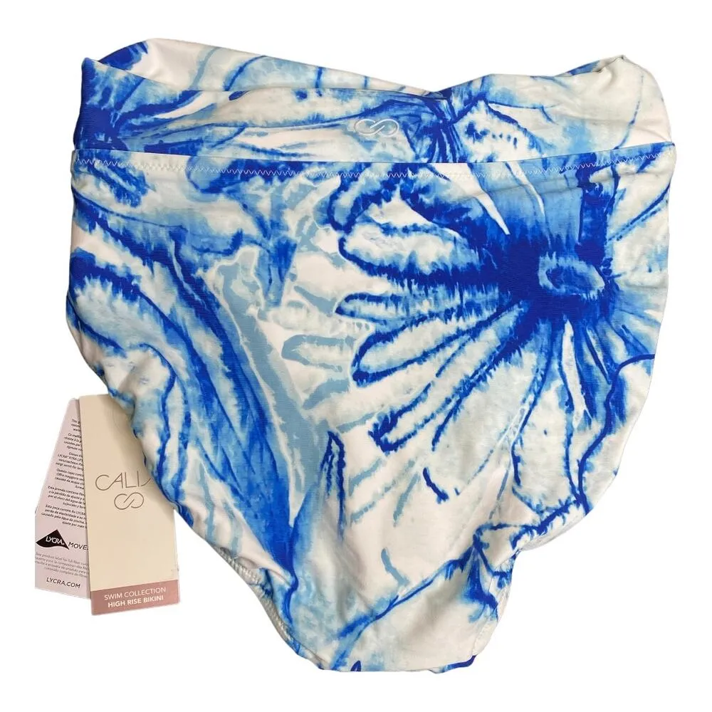 CALIA Womens High Waisted Tie Dye Bikini Bottoms Size XS Beach Swim Modest Blue - Image 2