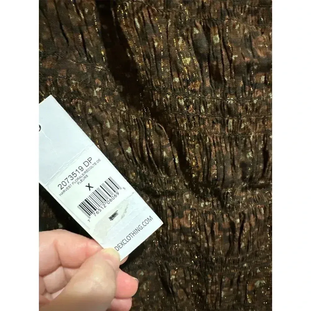 NWT‎ Dex Plus Smocked Bubble Long Sleeve Top Brown Size 12 - Image 4