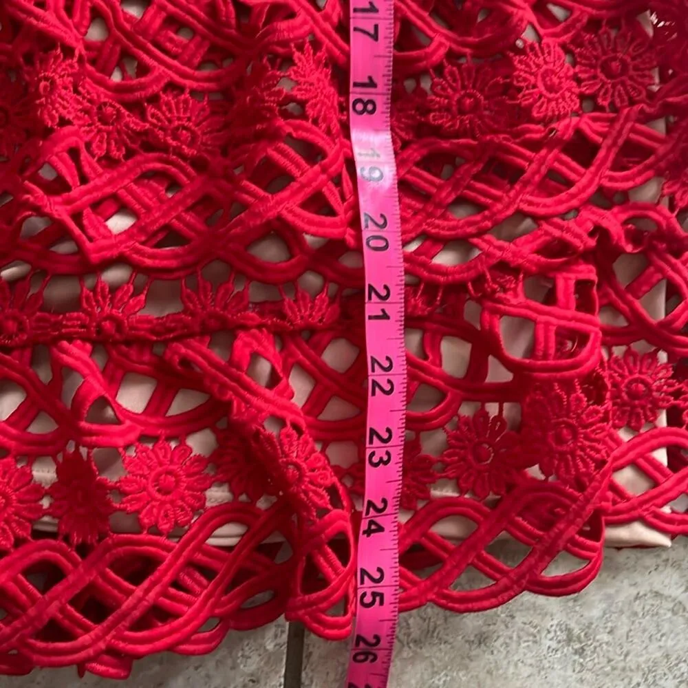 Lulus Beauty and Lace Red and Nude Crochet Lace Mini Dress - Image 14