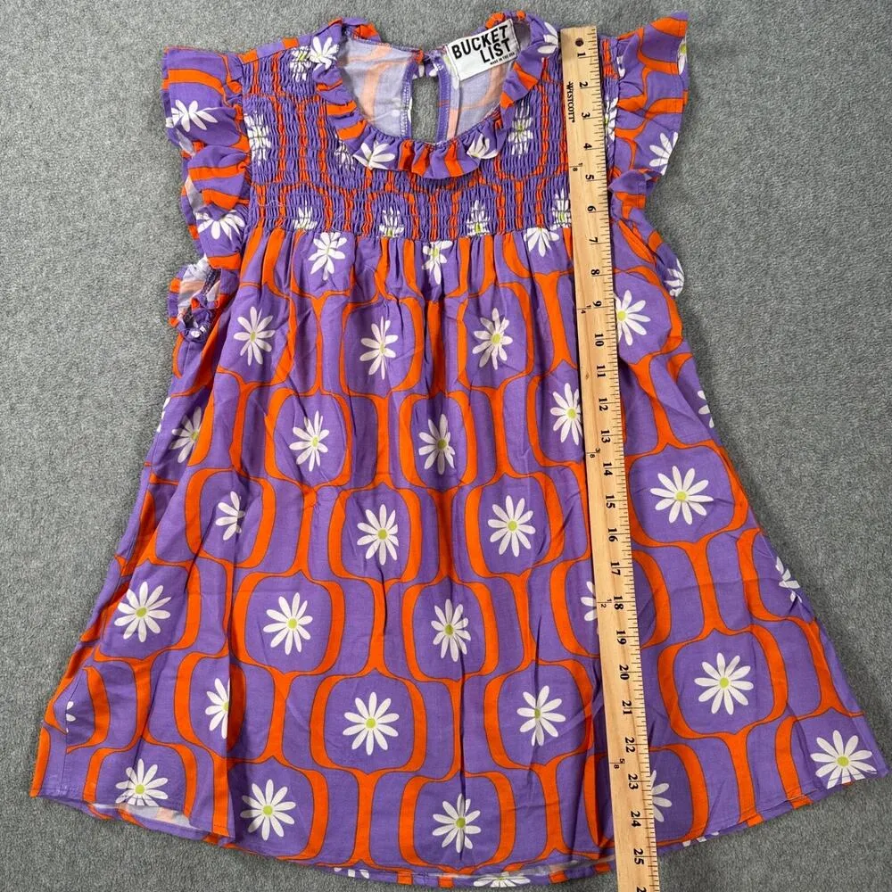 BUCKET LIST Daisy Babydoll Top Women's Small Purple Flutter Sleeve Ruffle Mod - Image 6