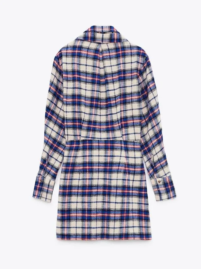 Trendy Check Checkered Plaid Mini Dress - Image 3