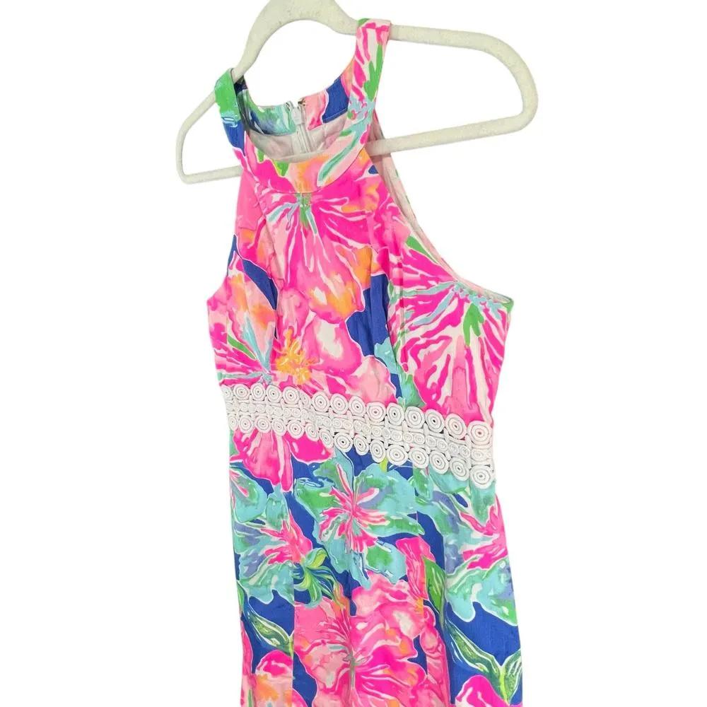 Lilly Pulitzer Ashlyn Shift Dress 4 Beckon Blue Jungle Utopia Floral Lace Fitted - Image 4