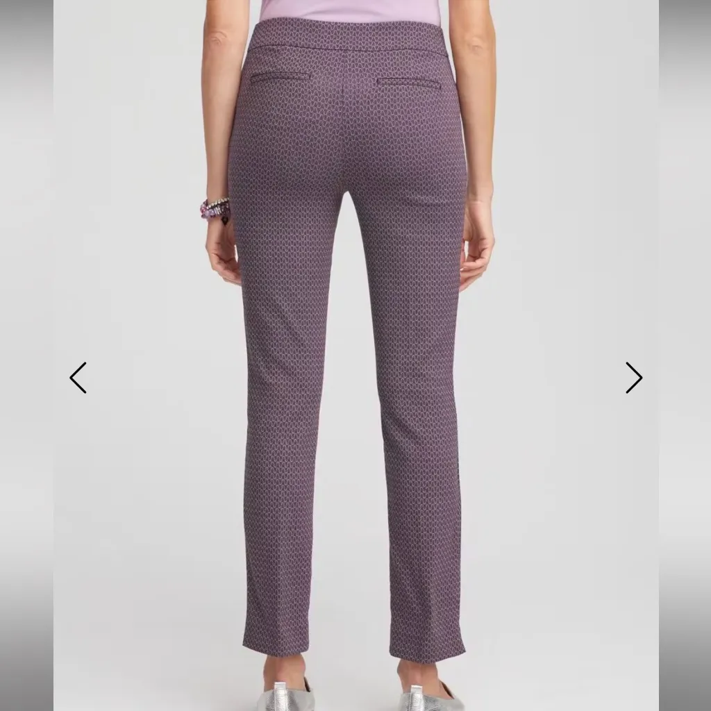 Chico's Pull On Ankle Pants Elastic Waist Purple and black Texture - Image 14