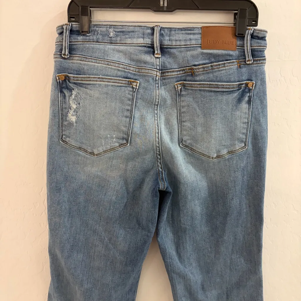 Judy Blue Dad Jean Straight Leg Distressed High Rise Jeans Size 11/30 - Image 8