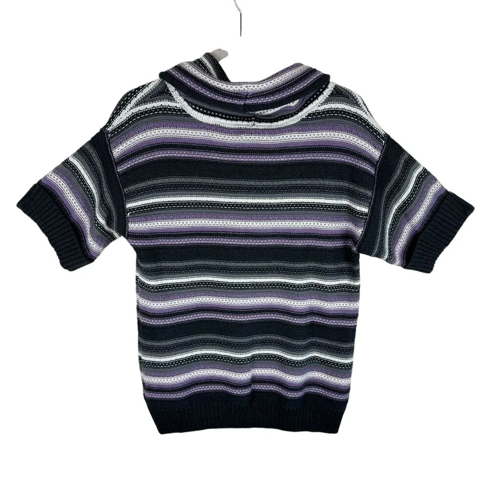 Croft & Barrow NWOT Striped Cowl Neck Short Sleeve Chunky Knit Sweater Size L - Image 2