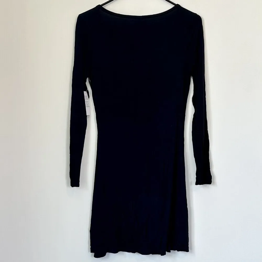 NWT bp Black Long Sleeve V-Neck Sustainable Dress - Size: S - Image 7