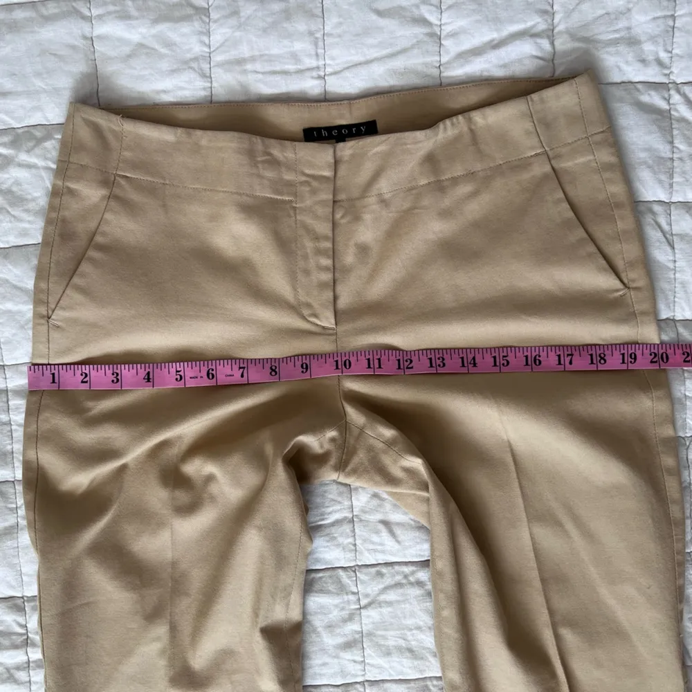 Theory Tan Cotton Lyrca Stretch Sleek Pleated Mid Rise Capri Slacks 90's y2k- 10 - Image 6