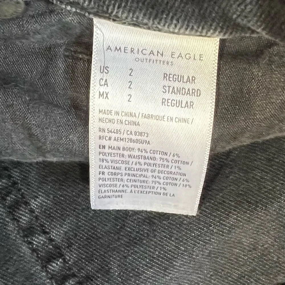 American Eagle  Black Distressed Mom Jeans Women’s 2 - Image 4