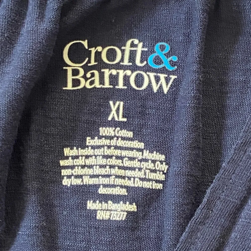 Croft & Barrow Navy Pleated Top Split Neck 3/4 Sleeves Relaxed Size XL - Image 3