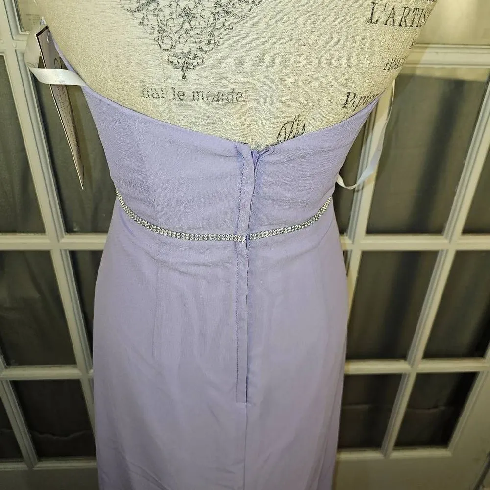 NWT Christina Wu Celebration Womens Lilac Chiffon Full Lenth Dress 4‎ - Image 4