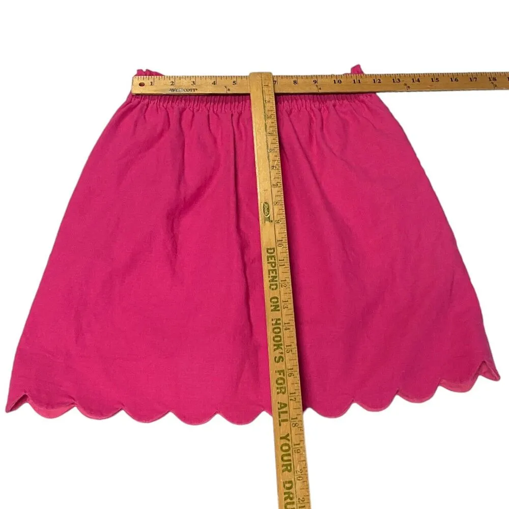 J.Crew Factory Skirt Womens 00 Pink Scalloped Hem Linen Blend Gauze Pockets - Image 6