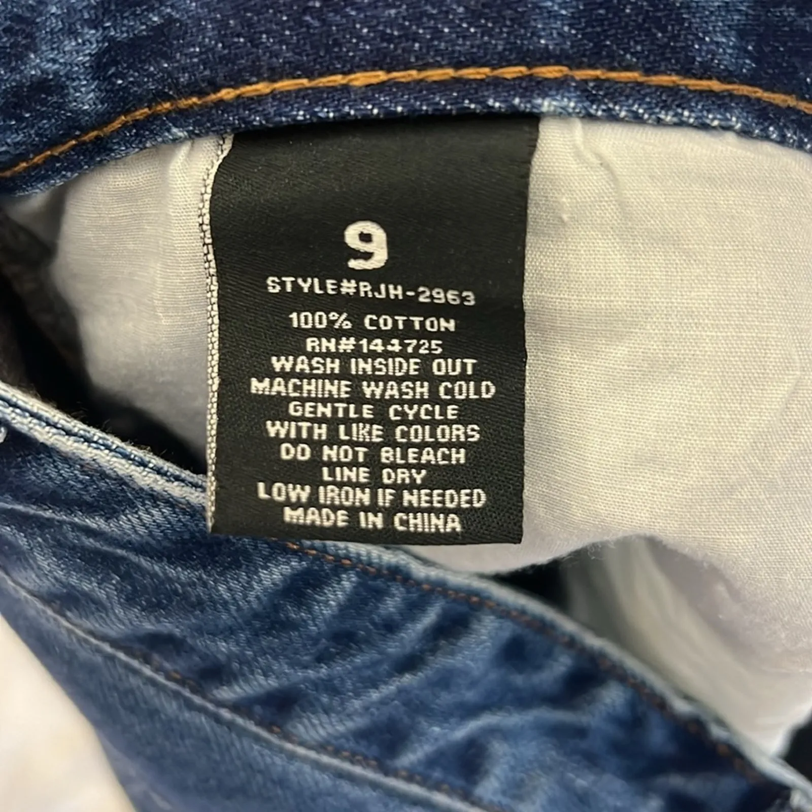 American Bazi Jeans Juniors 9 Dark Wash High Waisted Distressed Straight Leg - Image 6